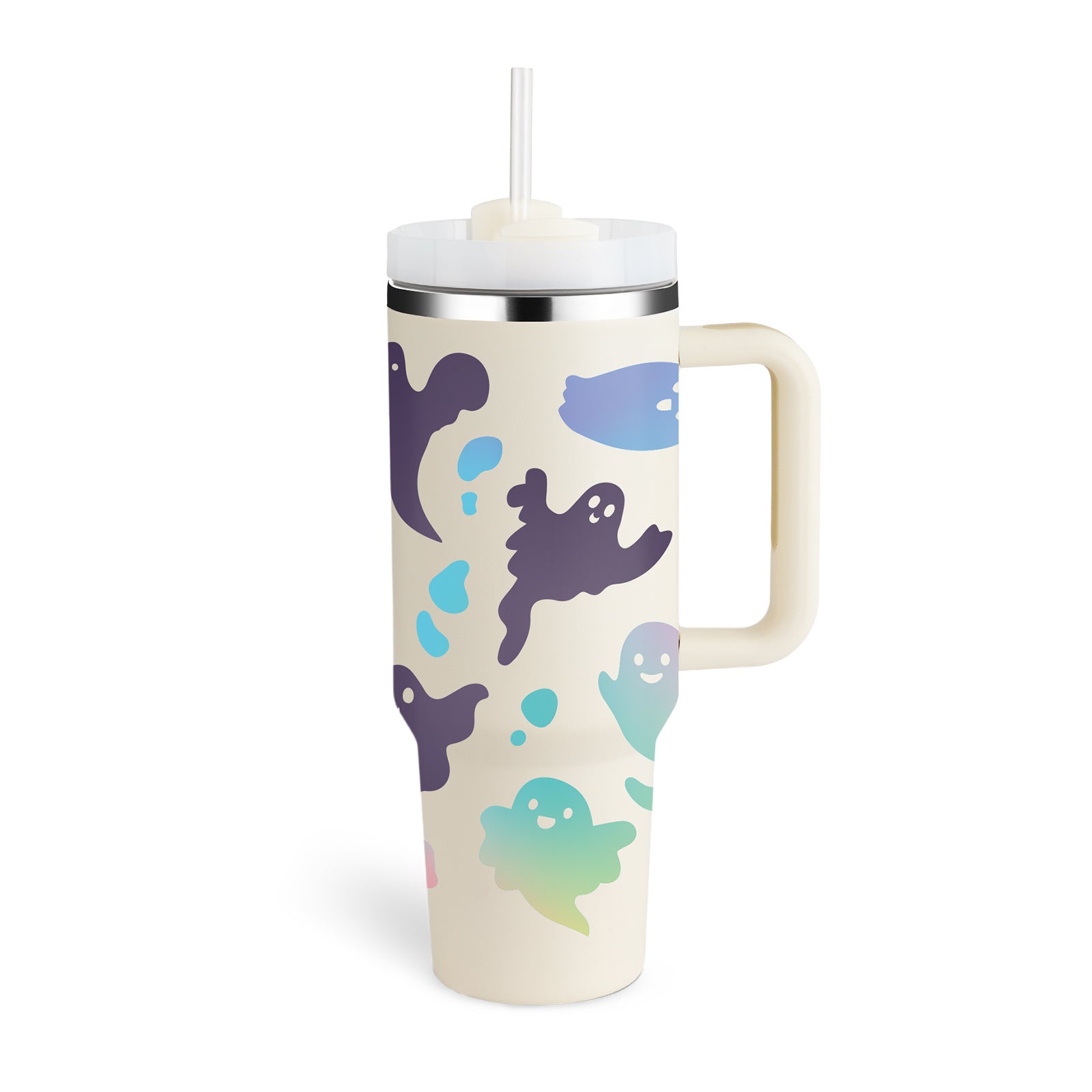 40 Oz Stainless Steel Travel Mug with Handle and Straw - Lux Shopping