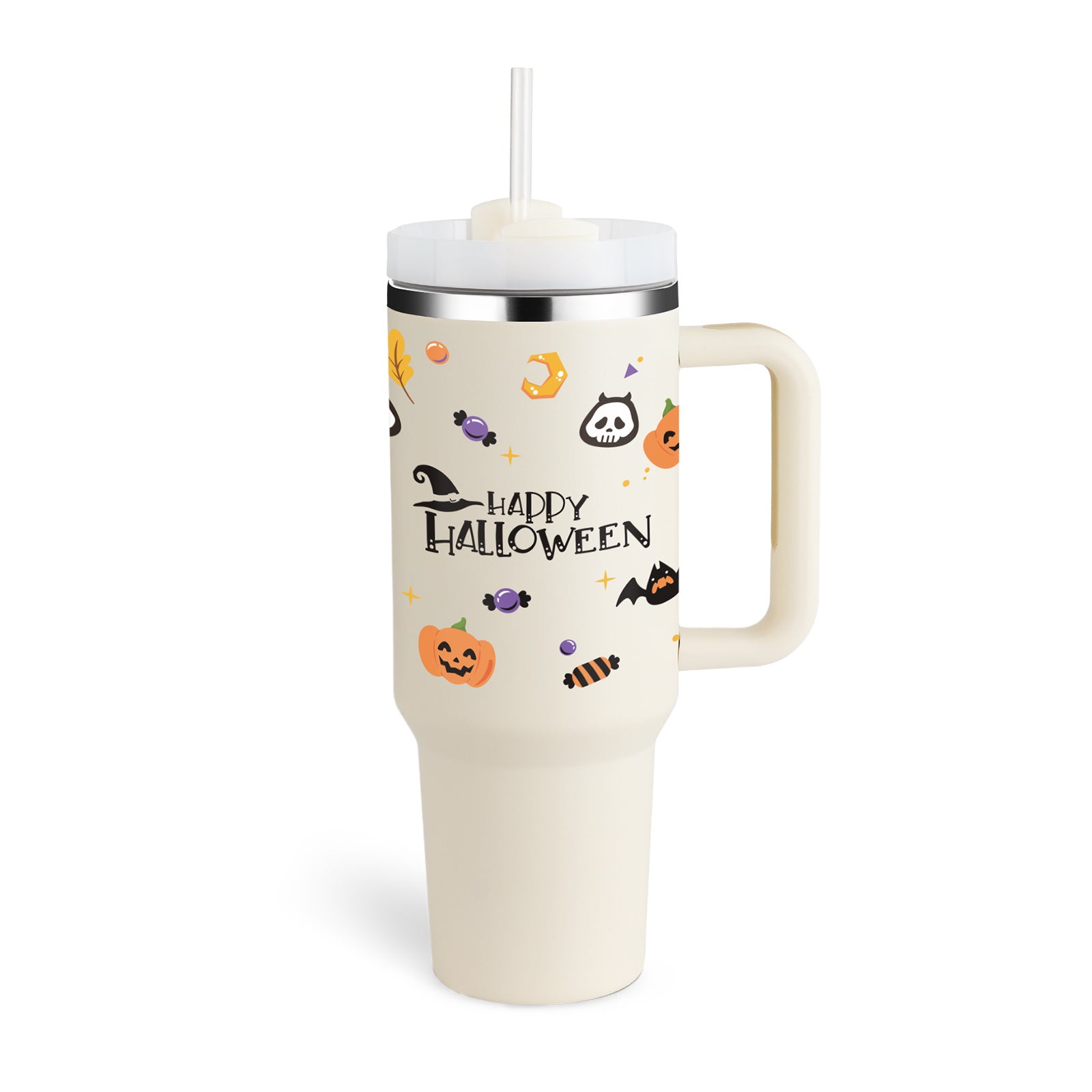 40 Oz Stainless Steel Travel Mug with Handle and Straw - Lux Shopping