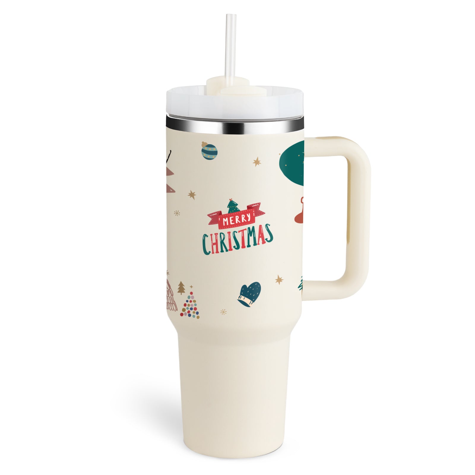 40 Oz Stainless Steel Travel Mug with Handle and Straw - Lux Shopping