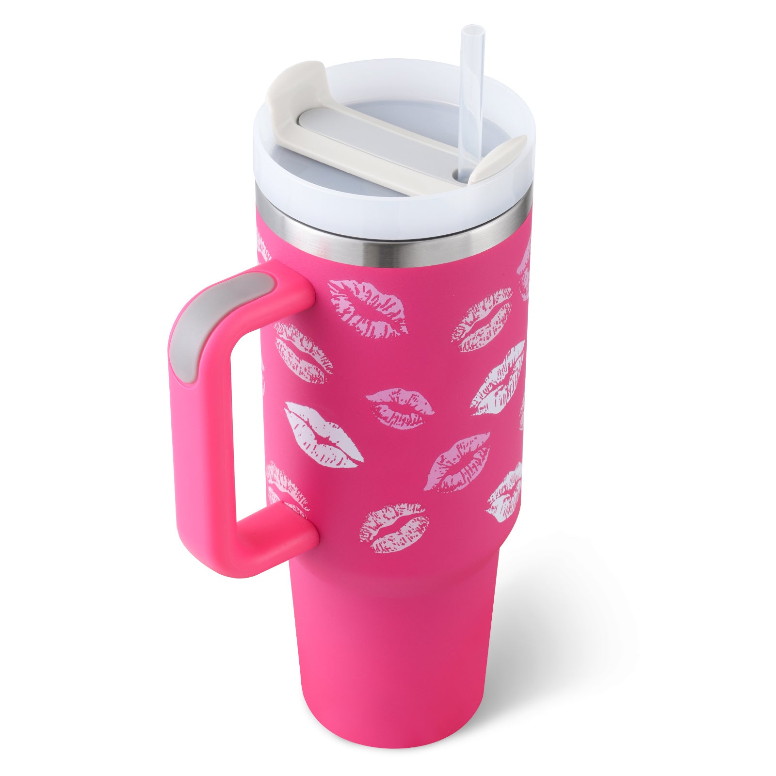 40 Oz Stainless Steel Travel Mug with Handle and Straw - Lux Shopping