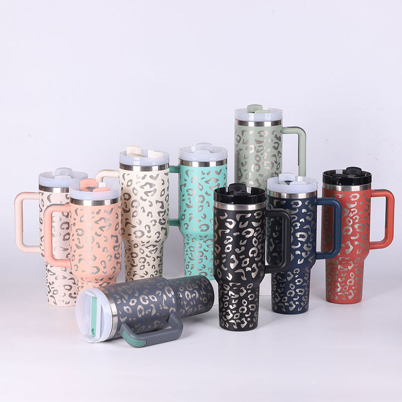 40 Oz Stainless Steel Travel Mug with Handle and Straw - Lux Shopping