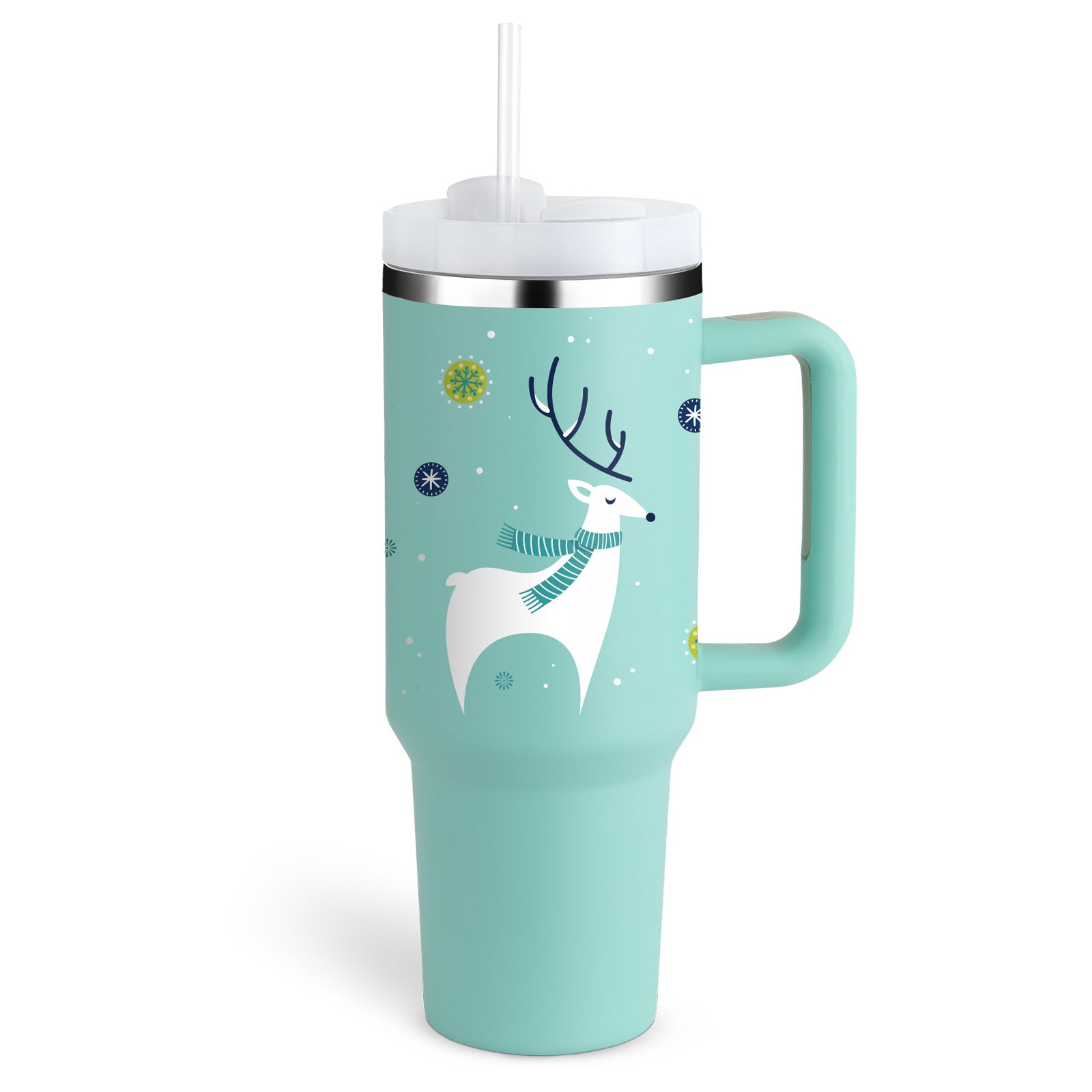 40 Oz Stainless Steel Travel Mug with Handle and Straw - Lux Shopping