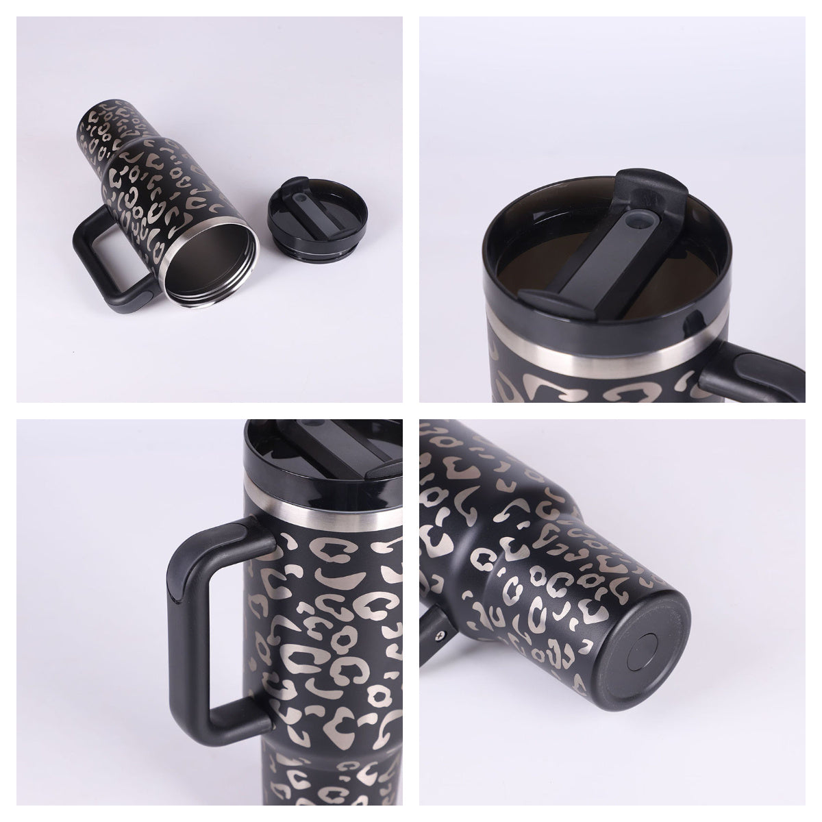 40 Oz Stainless Steel Travel Mug with Handle and Straw - Lux Shopping